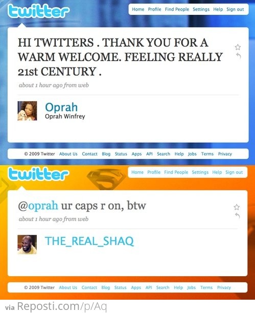 Oprah and Shaq On Twitter