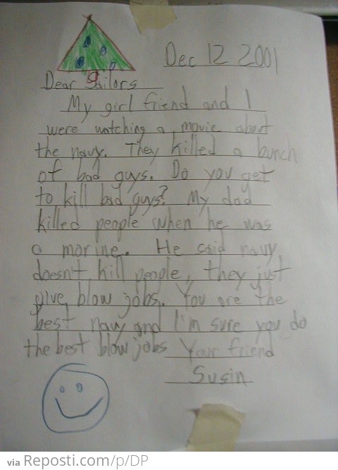 Kid's Letter To The Navy