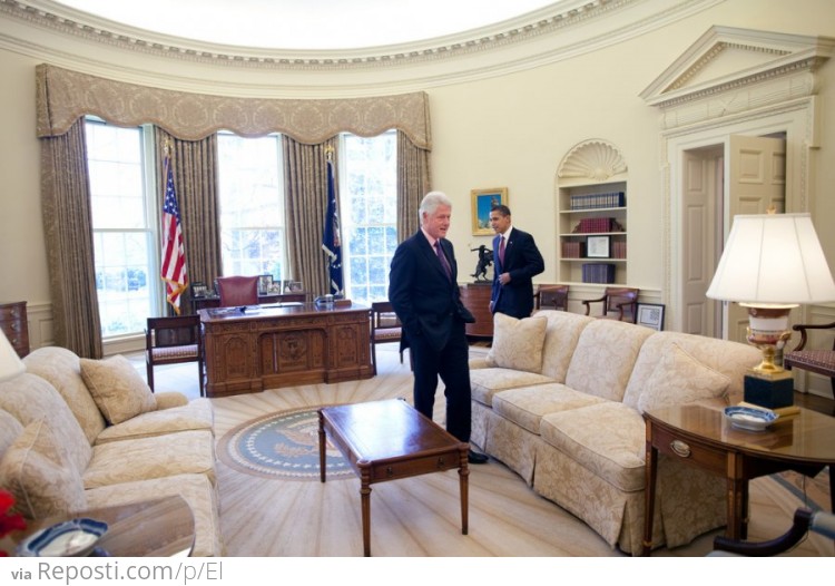President Barack Obama With Bill Clinton