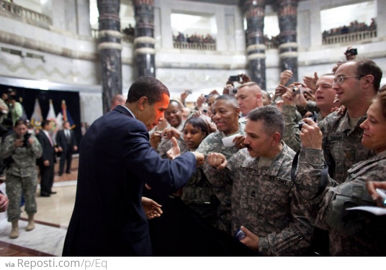President Barack Obama With Troops