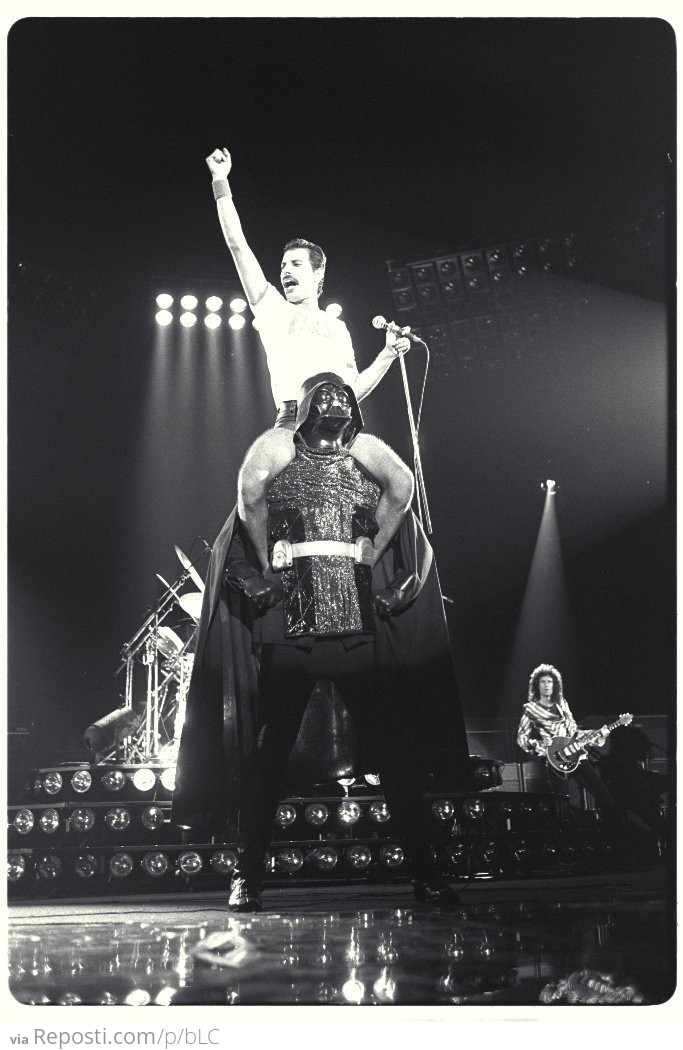 Freddie Mercury with Darth Vader