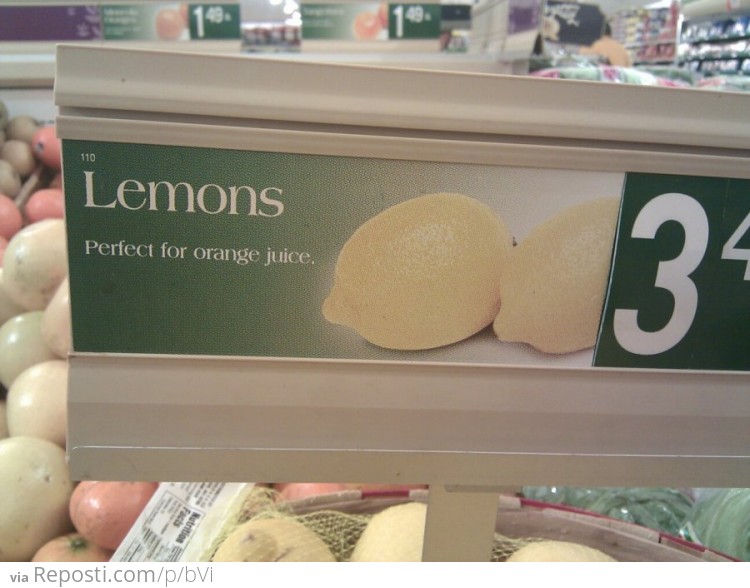 Lemons - Perfect For Orange Juice