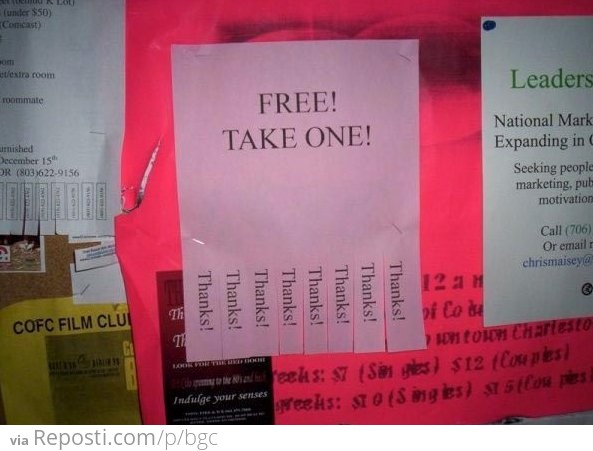 Free! Take One!