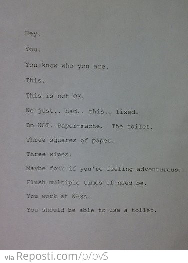 NASA Toilet etiquette