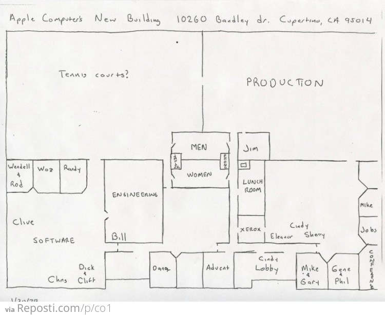 Floor Plan of Apple's Office in 1978