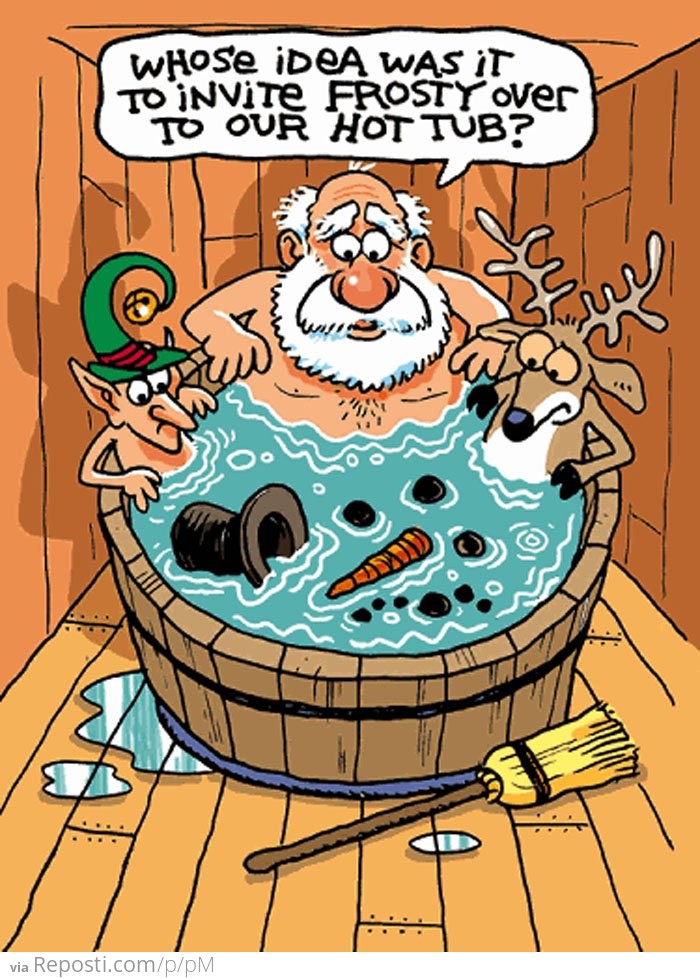 Frosty In The Hot Tub