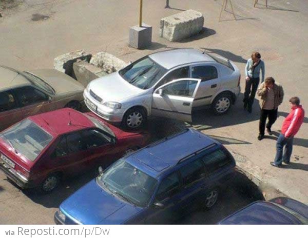 Woman Parking Car