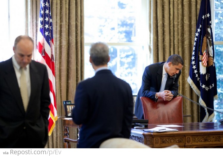 President Barack Obama On The Phone