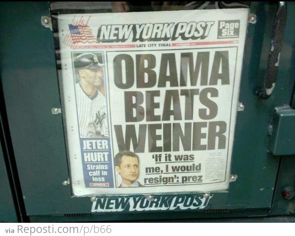 Obama Beats Weiner