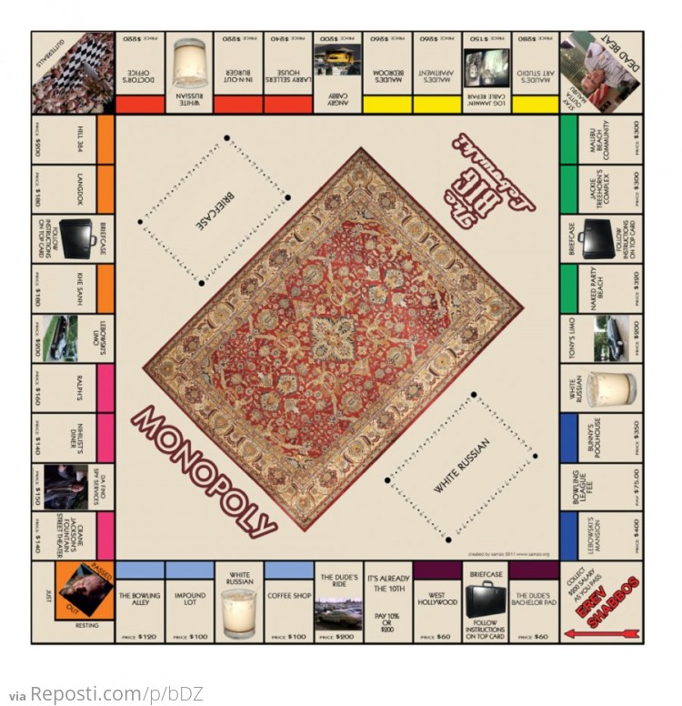 Big Lebowski Monopoly Board