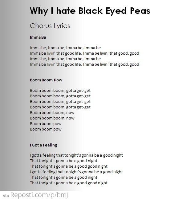 Why I Hate the Black Eyed Peas