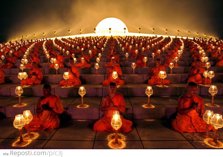 Buddhist Monk Lantern Lighting Ceremony