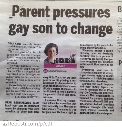 Parent Pressures Gay Son