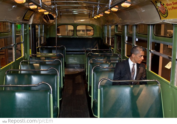 Obama Sits Where Rosa Parks Sat