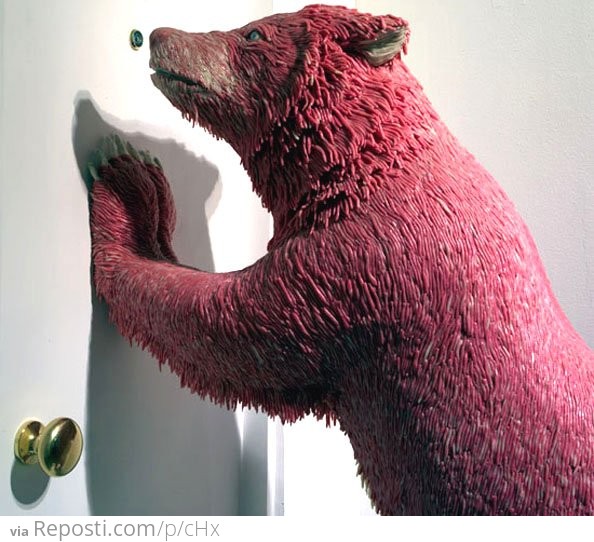 Grizzly bear - made entirely from chewing gum