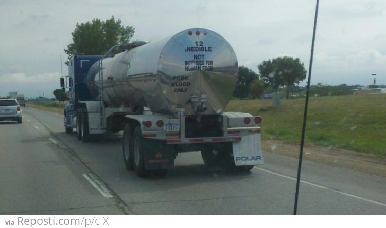 Truck full of Pork Blood