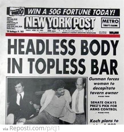 Headless Body in Topless Bar