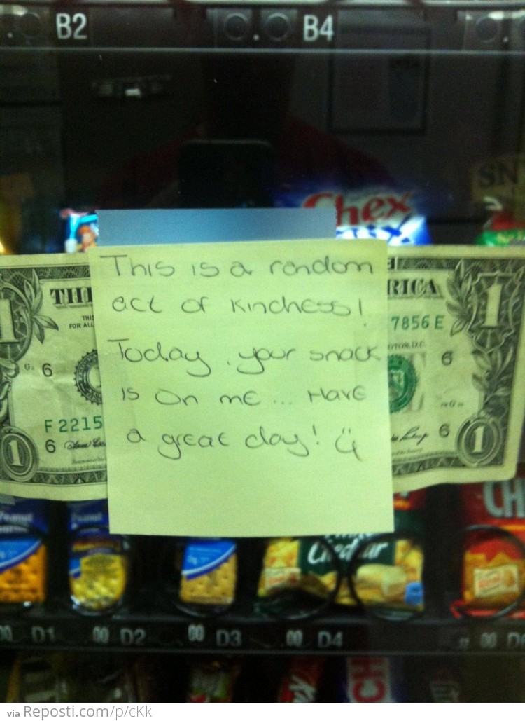 This was on the vending machine at work this morning...