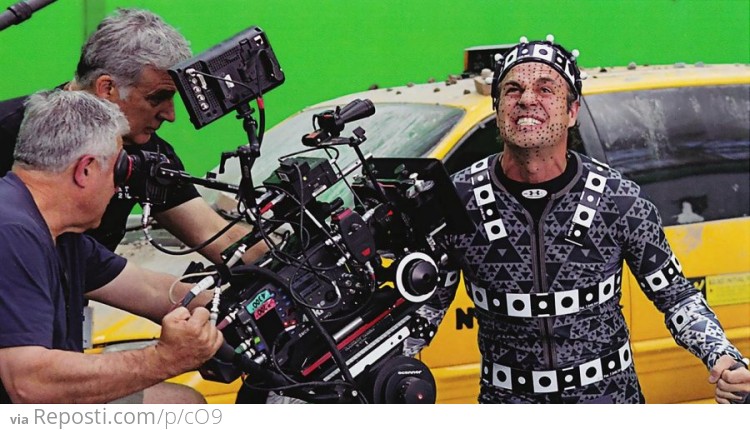 Mark Ruffalo on the set of The Avengers