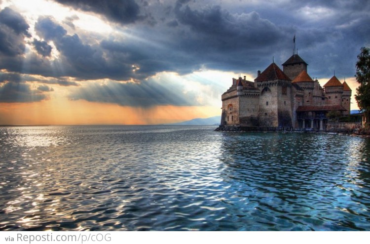 The Sun Shines on Château de Chillon