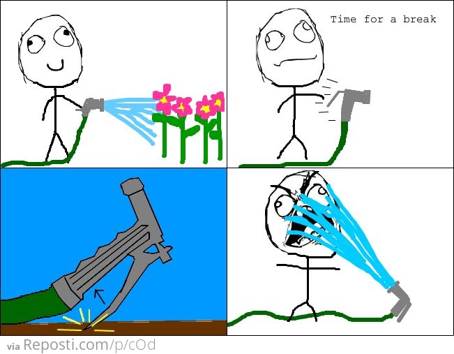 Watering plants rage