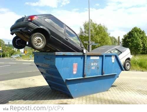 I went to throw my old cars in trash container.