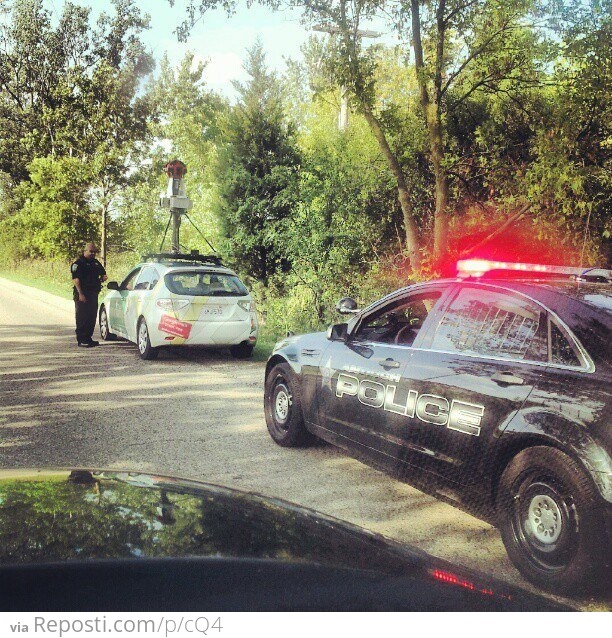 Google Maps car got pulled over in my town today