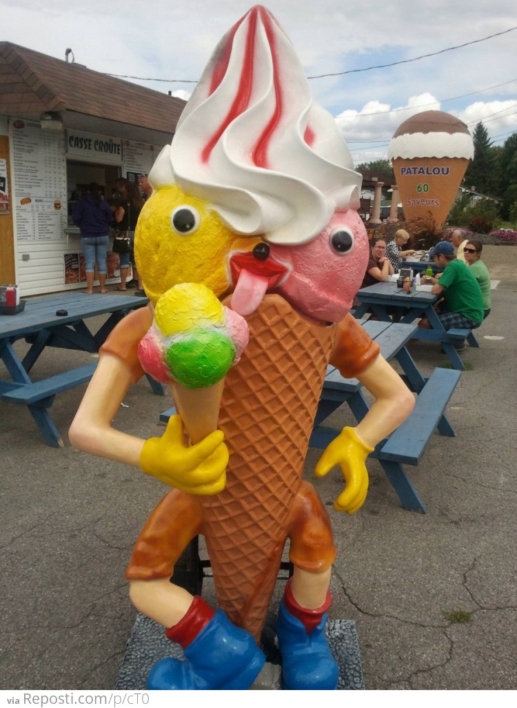 Saw this ice cream mascot on our way back from camping