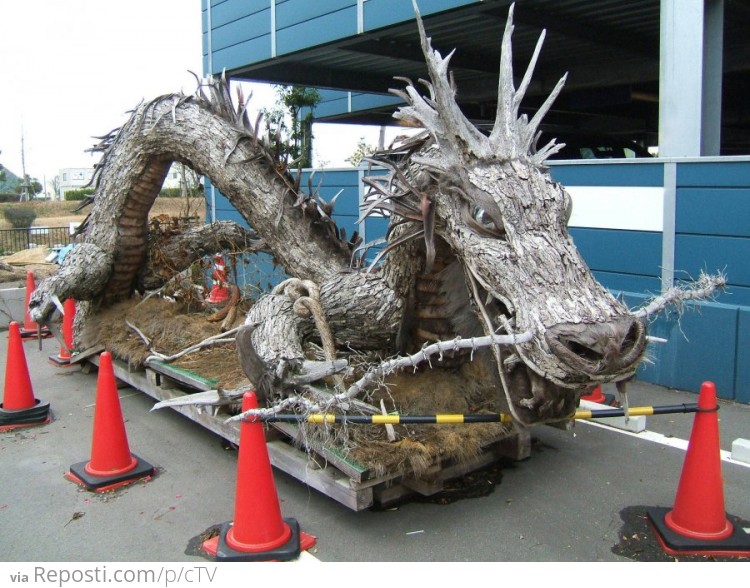 Tree bark dragon in Japan