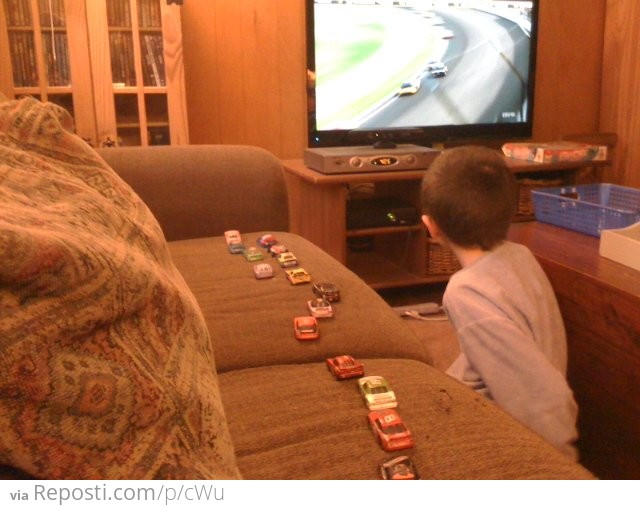 This is how my son tracks positions during NASCAR...