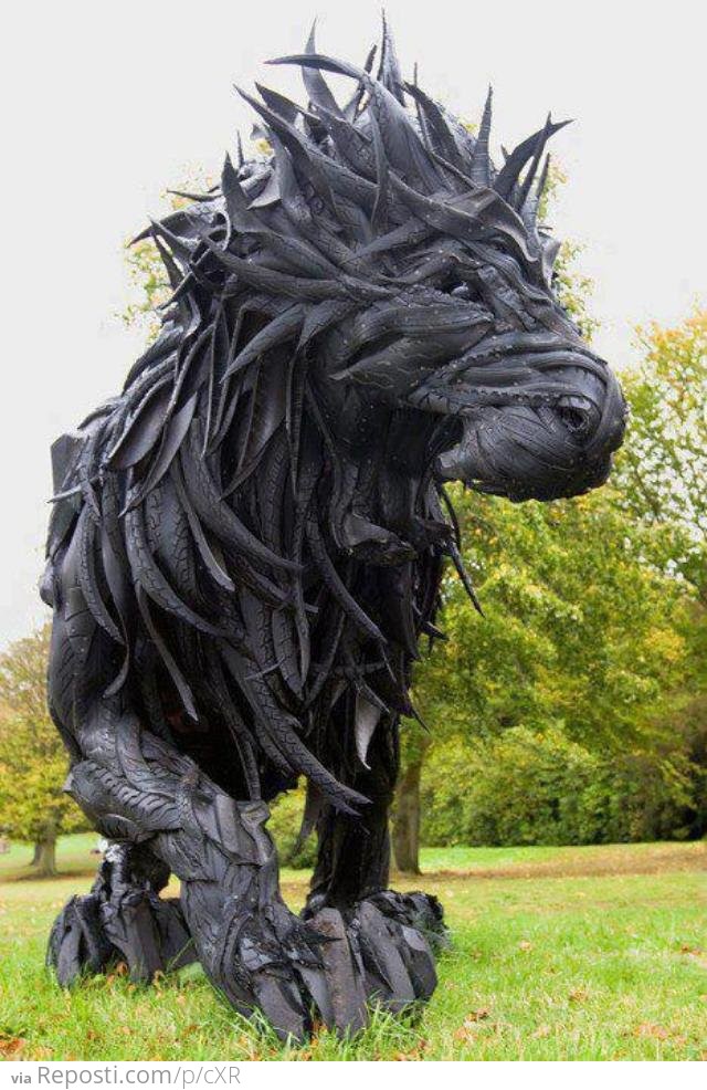 Old tires sculptures