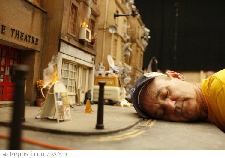 Bill Murray on the set of Fantastic Mr. Fox