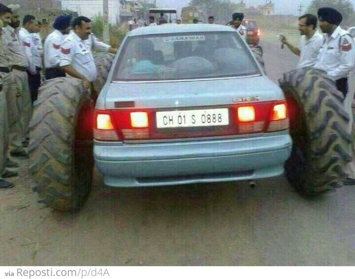 Tractor Wheels On A Car