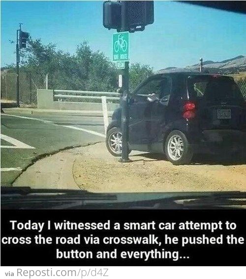 Smart Car Crossing The Street