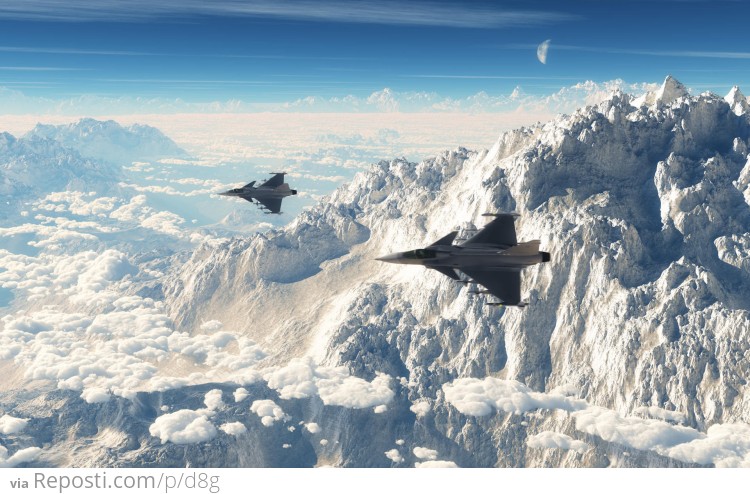 Two fighter Jets Over The Swiss Alps