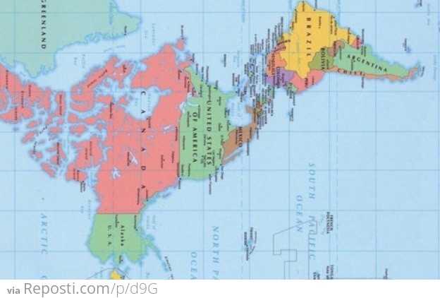 North and South America turned sideways... is a duck