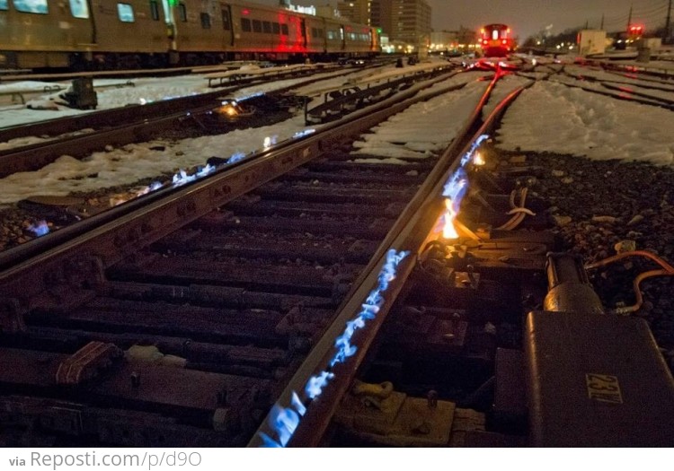 Railroad keeps track switches from freezing