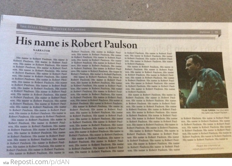 His name is Robert Paulson