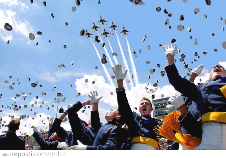 Horrified graduates flee as fighter jets attack crowd with hats