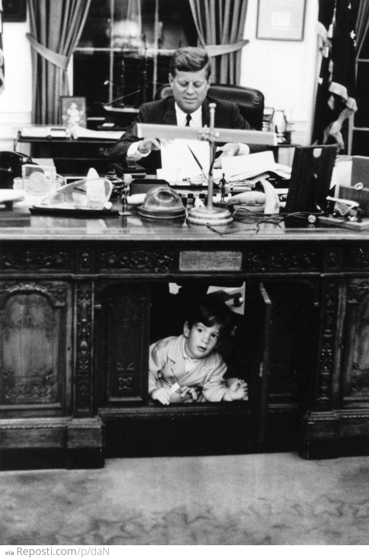 JFK & JFK Jr. in the Oval Office