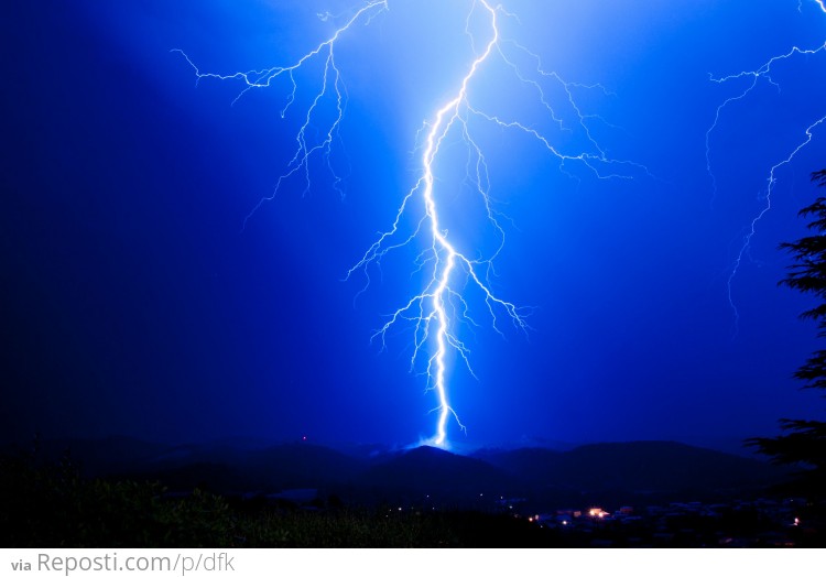 Lightning During a Heavy Thunderstorm