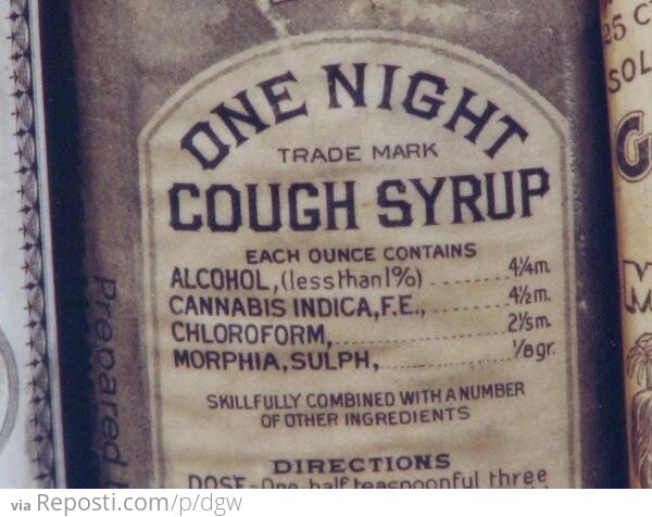 One Night Cough Syrup - Circa 1888