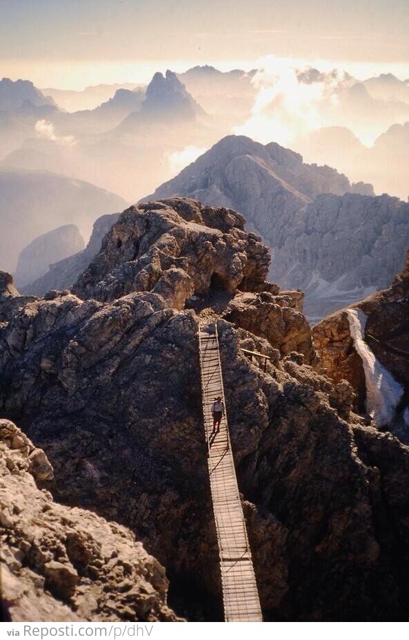 Amazing bridge in the Italian Dolomites