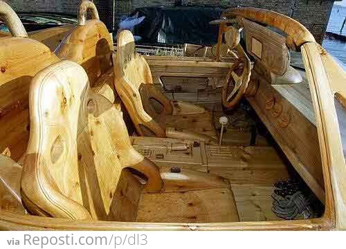 Hand Carved Wooden Car Interior