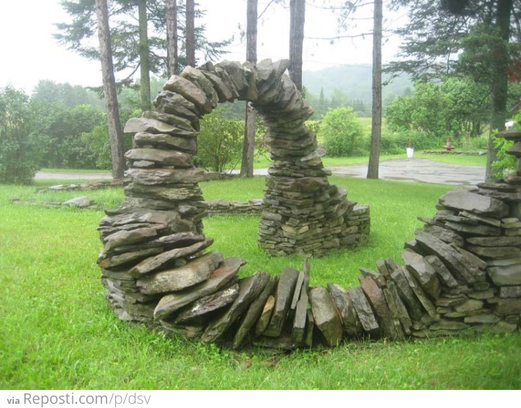 Freestanding Helix Stone Sculpture