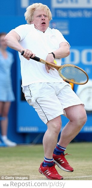 Boris Johnson Trying To Play Tennis