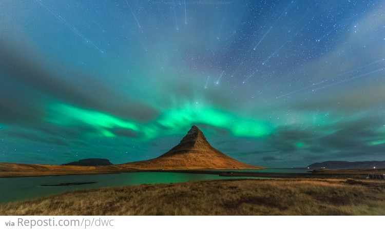 Starburst over Aurora Borealis