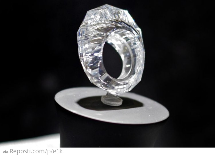 Ring carved from a single diamond