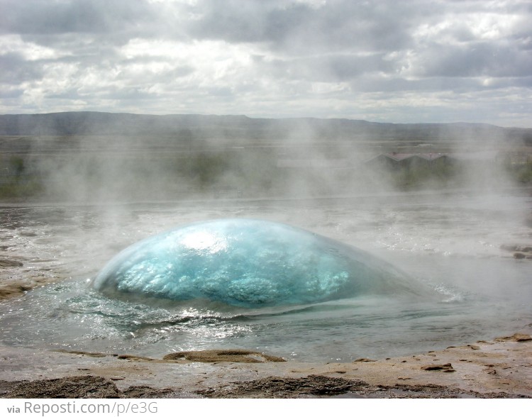 A geyser right before eruption