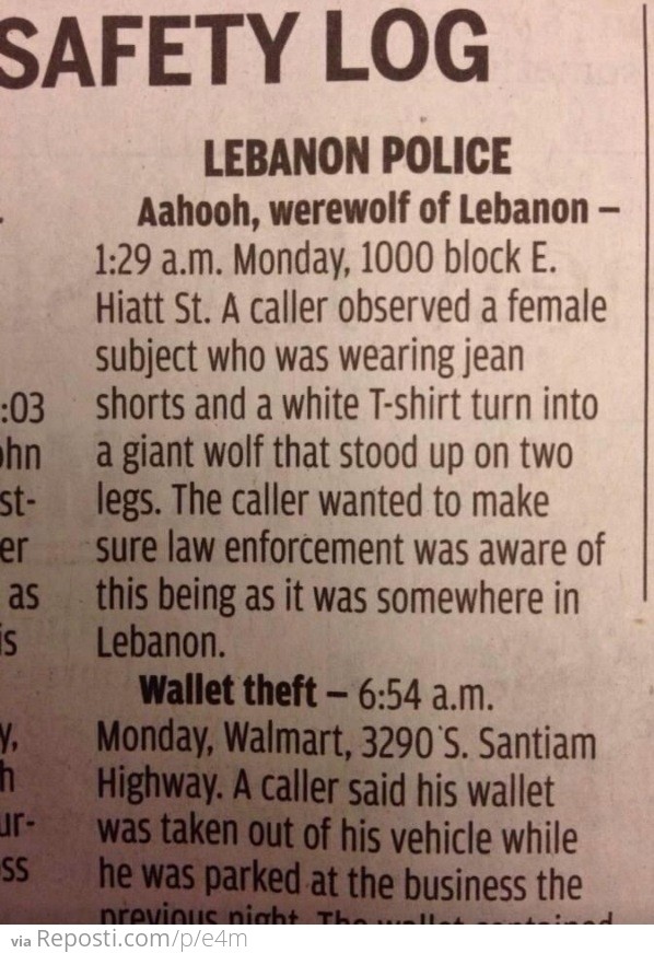 Local Police Log